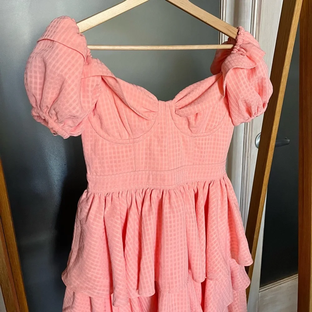SAFIA PEACH OFF SHOULDER MINI DRESS - Picture 4 of 8
